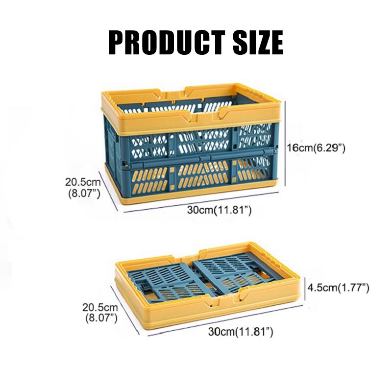 20 Liter Folding Storage Basket - Collapsible Plastic Box With Handle For Shopping, Picnic & Home Organization
