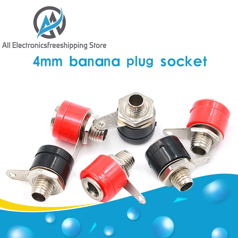 10 Stks/partij 4Mm Banana Socket Jack Voor Banana Plug Terminal Connector Zwart Rood