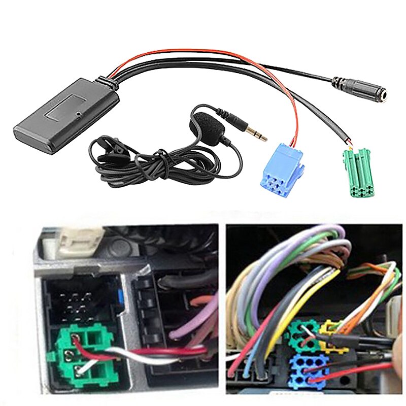 Kit mains libres pour voiture et téléphone portable en bluetooth 5.0, adaptateur d'appel gratuit pour Renault 2005 — avec câble et microphone