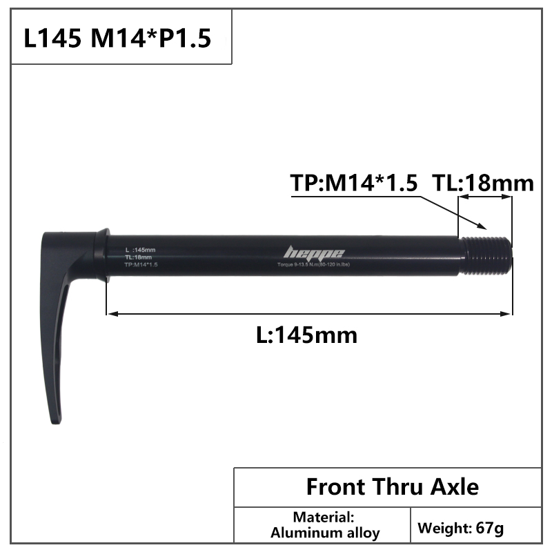 HEPPE Fahrrad Thru Achse Vorne Gabel Welle Spieß 15x 100 15x110 MTB Rennrad schnell Freisetzung M15xP 1,5 gewinde Tonhöhe Fahrrad Teile: L145 M14x1.5 TL18