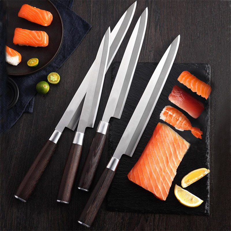 Japansk kniv sashimi kok sushi yanagiba knive 7 cr 17 440c rustfrit stål laksefiletering små køkkenknive