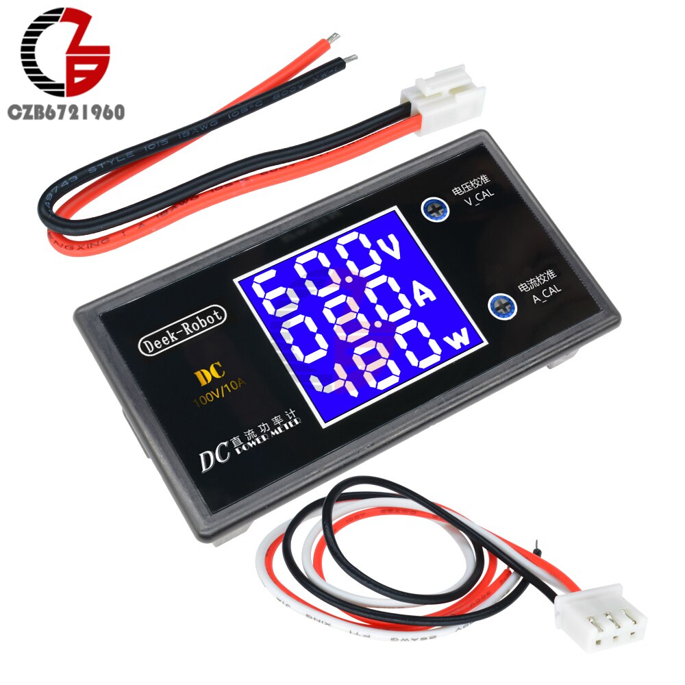 DC 100V 10A Digital Voltmeter Ammeter Wattmeter 50V 5A Voltmeter Current Power Meter Car Battery Capacity Tester 12V 24V 48V 72V