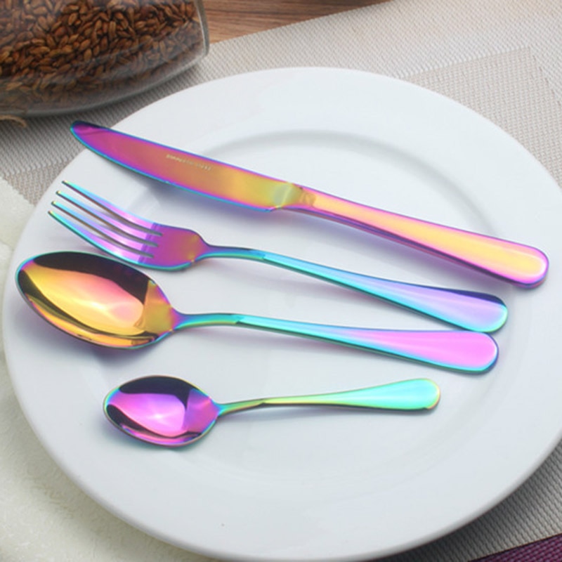 1pc/ 4pcs Dinner Wedding Travel Cutlery Spoon Stainless Steel Fork Scoops Silverware Set NIN668