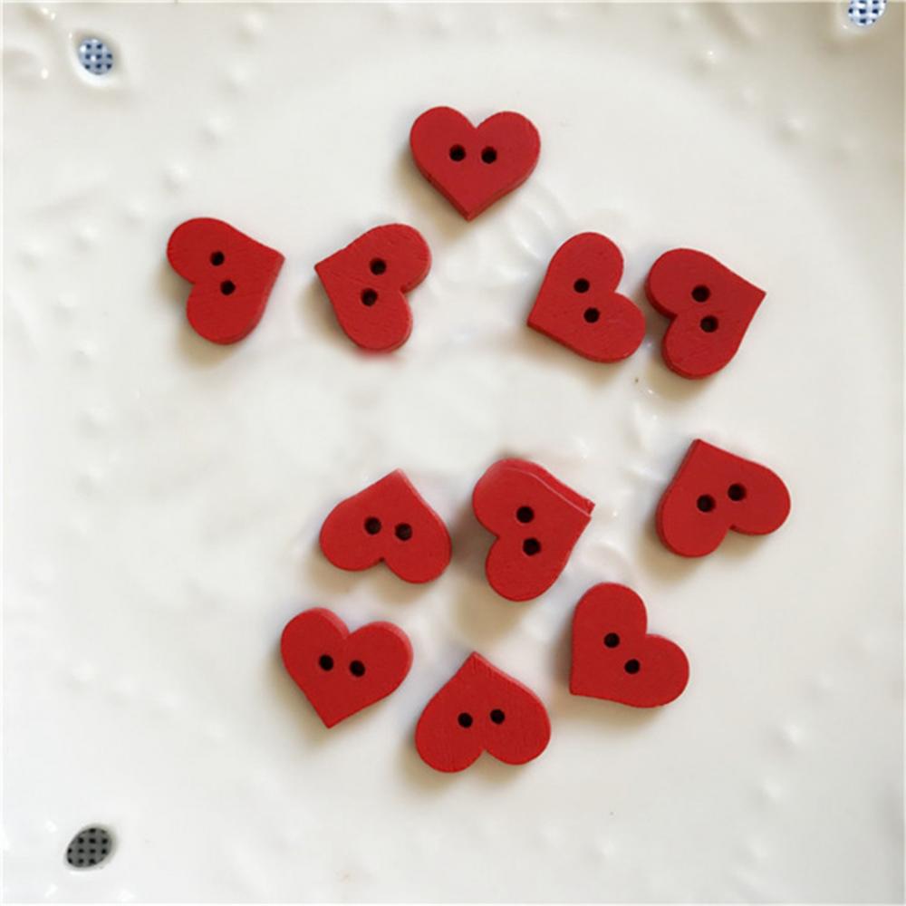 100Pcs 1.5x1.2cm Red Heart Button For Kids 2 Holes... – Vicedeal