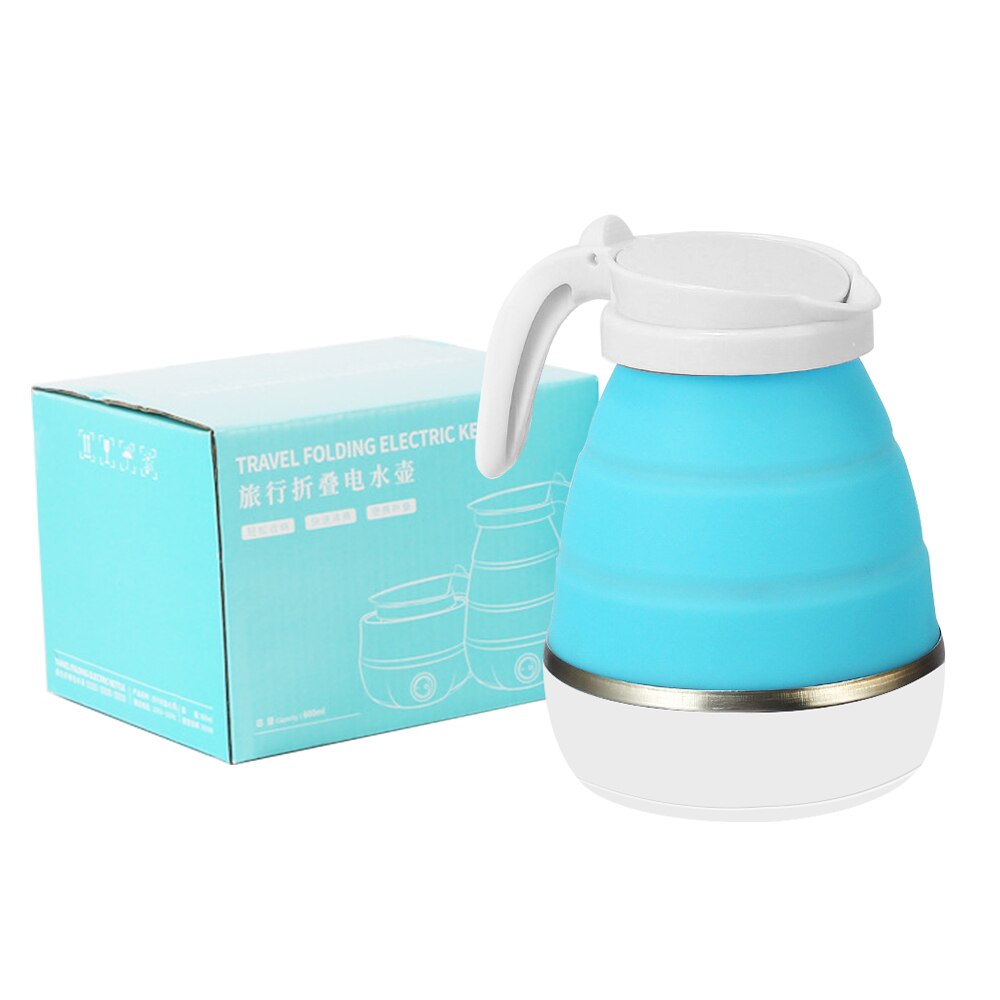 Practical Electric Boiling Pot Foldable Heating Hiking Stainless Steel+Silicone 0.6L Kitchen Traveling Camping Water Kettle