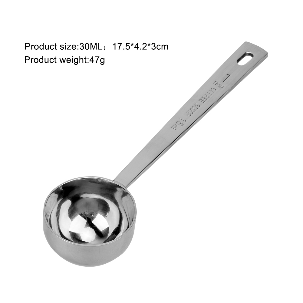 15ML/30ML Metal Measuring Spoon Coffee Scoop Thicken Stainless Steel Smooth long handle Tablespoon Milk Spoons Kitchen Bar Tools: 30ml