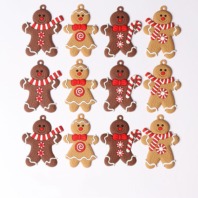 Gelukkig Nieuwjaar Kerst Gingerbread Man Kerstboom Ornamenten 12 Modellen Decoratie Opknoping Home Decoratie Kerst