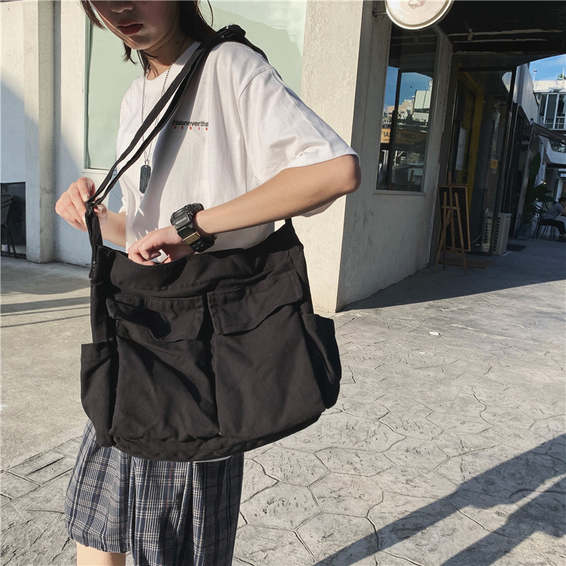 Women's School Messenger Bags For Women Shoulder Ladies Handbag Solid Large Capacity Casual Canvas Shoulder Female Bags