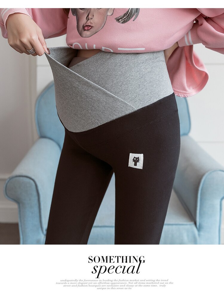 Zwangere Vrouwen Lage Taille Gekruiste Buik Leggings Broek Katoen Effen Kleur Moeder Dragen Broek Zwangere Kleren 1608: Black / M