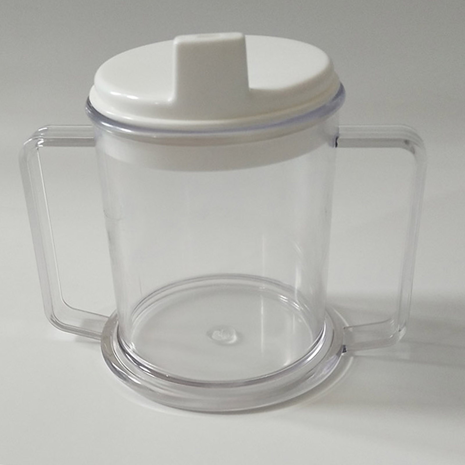 Clear Plastic Mug 2 Handled Sippy Cup 10oz. Drinking Cup for Kids Adult Elderly