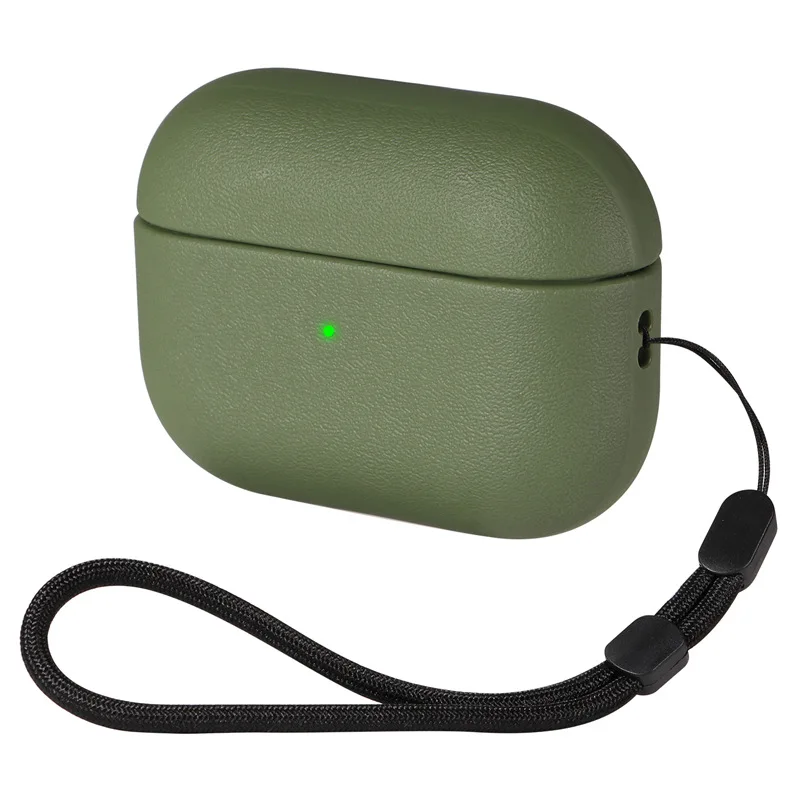 Capa de grão de couro para airpods pro 2 para airpods pro 3 caso airpods 4 3 apple bluetooth fone de ouvido acessórios proteger máquina: M / CASTANHO