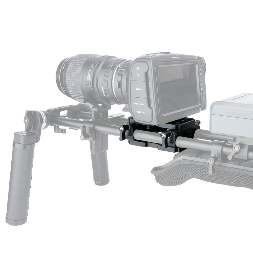 NICEYRIG-placa Base para cámara DSLR, 15mm, placa de aluminio, Kit de placa de queso DIY, equipo de hombro, 15mm, varilla, riel DSLR, placa Base 1/4 "3/8"