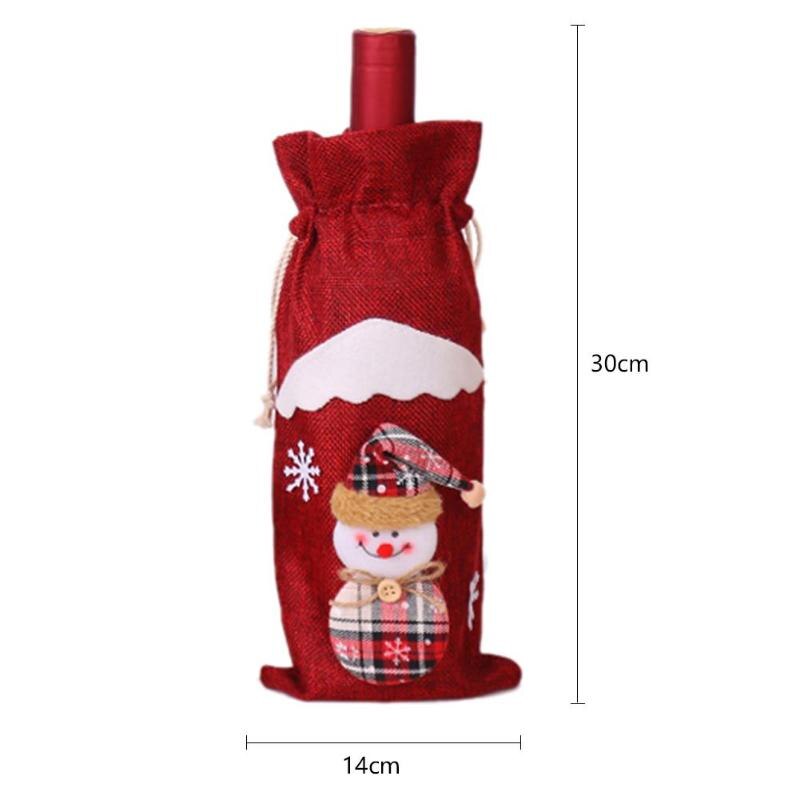 Tegneserie rødvin flaske dækning julemanden snemand elg vinposer juledekoration brugt til vinduesdisker fotografiske rekvisitter: Sne mand a