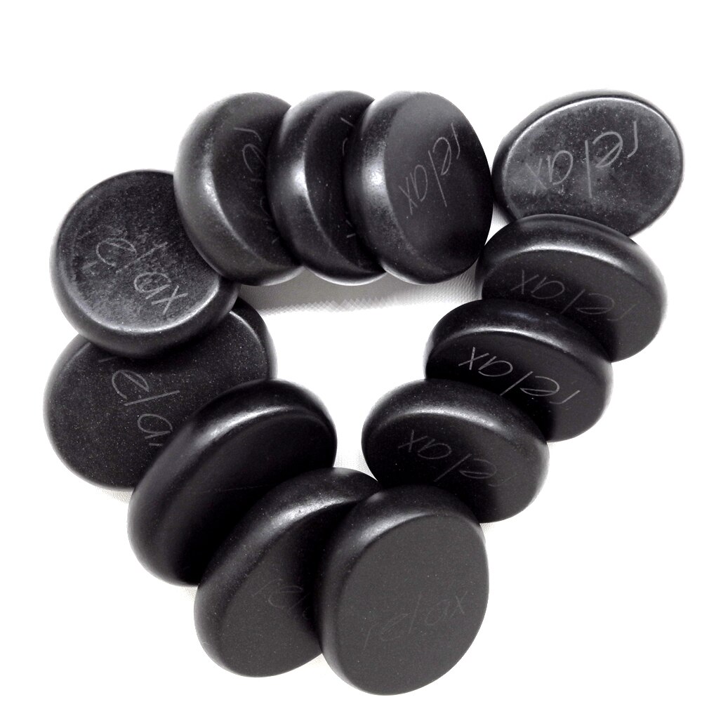 Engraved Basalt Stone Massage Relax Body massager Volcano Rock Tool Health Beauty Salon SPA with heater bag 20pcs/set