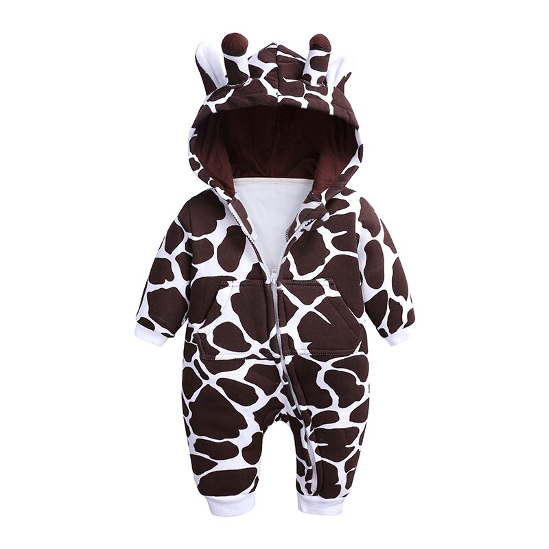 Nette reizende cartoon giraffe baumwolle baby jungen mädchen overall neugeborenen winter dicke herbst baby outfit Weihnachten kinder kleidung: 3M