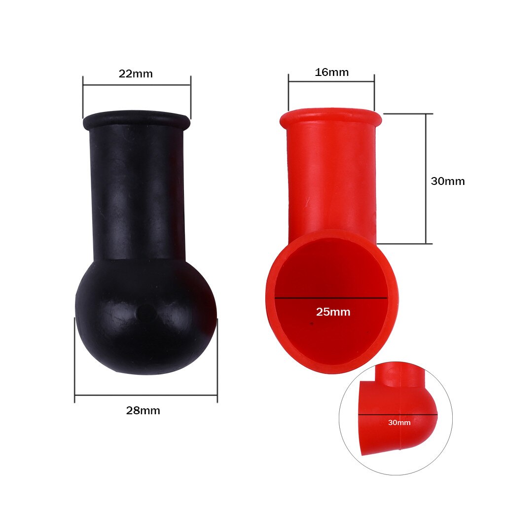 2 terminales de batería de PVC cubierta de protección de abrazadera de batería de coche, aislamiento positivo y negativo, botas, Protector para automóviles, barcos, camiones