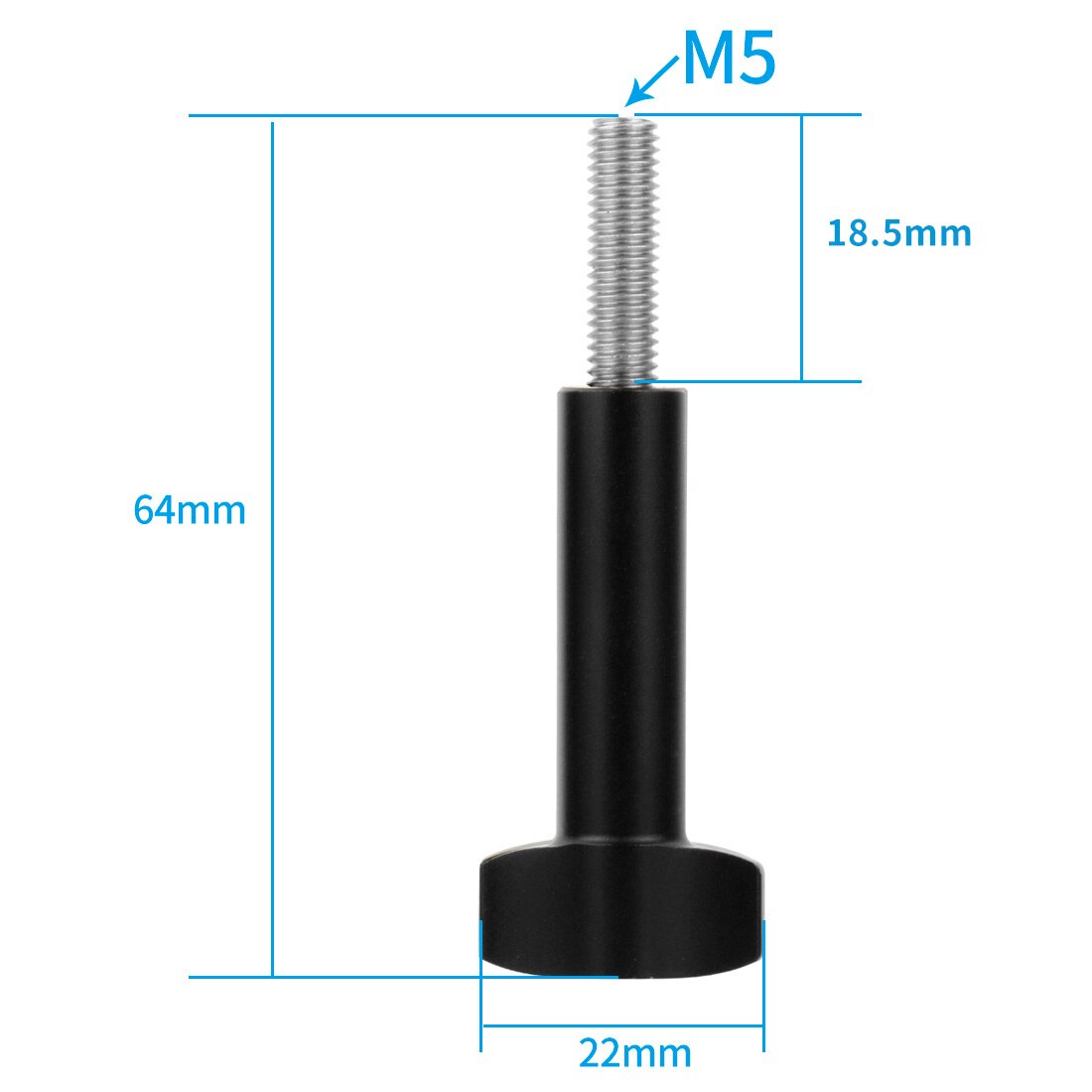 M5 x 18mm Hand Knob Screw Stainless Steel Bolt Metal T Head Hand Tighten Clamping Manual Handle Screw for Gopro 9 8 (Pack of 3): 3x 64mm Screw Black