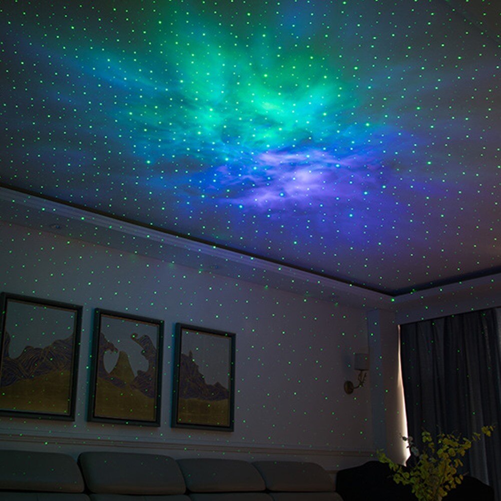 Stjernehimmel ledet projektorlampe stjerne nattelys med fjernbetjening us / eu-stik farverig aurora stjerneprojektor natlys