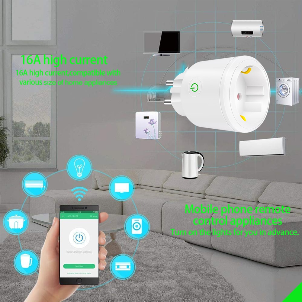 Inteligentna Wtyczka Wi-Fi 16A - Zdalne Sterowanie - Kompatybilna z Alexa i Google Home