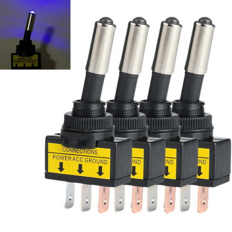 4 Stuks 12V 20A Auto Auto Blauwe Led Light Toggle Tuimelschakelaar 3Pin Spst On/Off VEQ05 p0.11