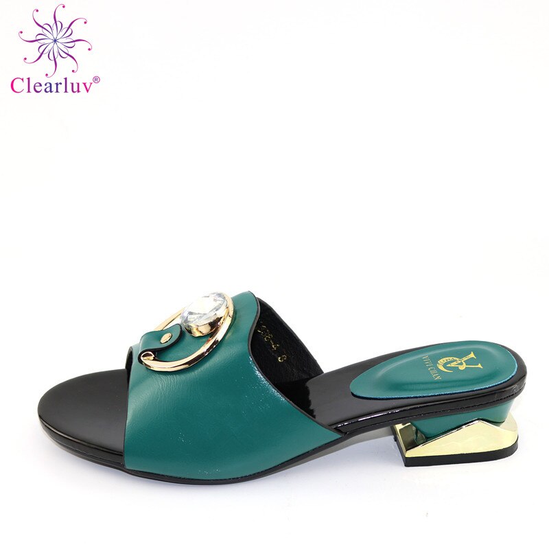 Kvinner sommer høst sklisikre firkantede sko uten veske pumps lave hæler italiensk kvinne bryllup til festsko: Grønn / 39