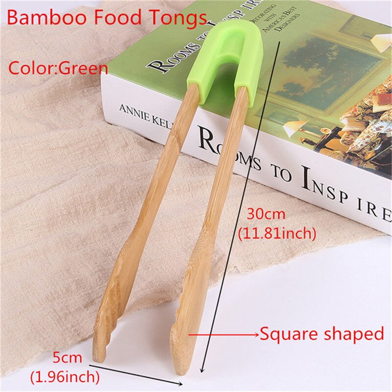 4YANG Stainless Steel Wooden Plastic Kitchen Food Utensils Buffet Cooking Tool Anti Heat Bread Clip Pastry Clamp Barbecue Tong: JJCJ000100006