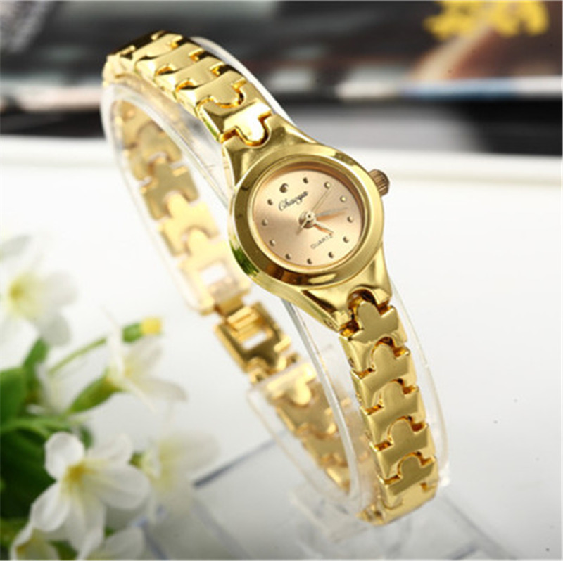 Kvinder ur afslappet guld rustfrit stål armbåndsur lille analog urskive kvindelig armbåndsur ur ur relojes: 4