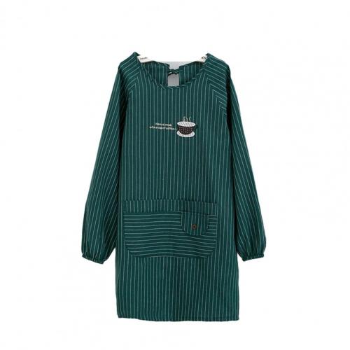 80% Verkoop Lange Mouw Schort Huidvriendelijke Met Zakken Polyester Katoen Dames Werkkleding Schorten Voor Koken: green