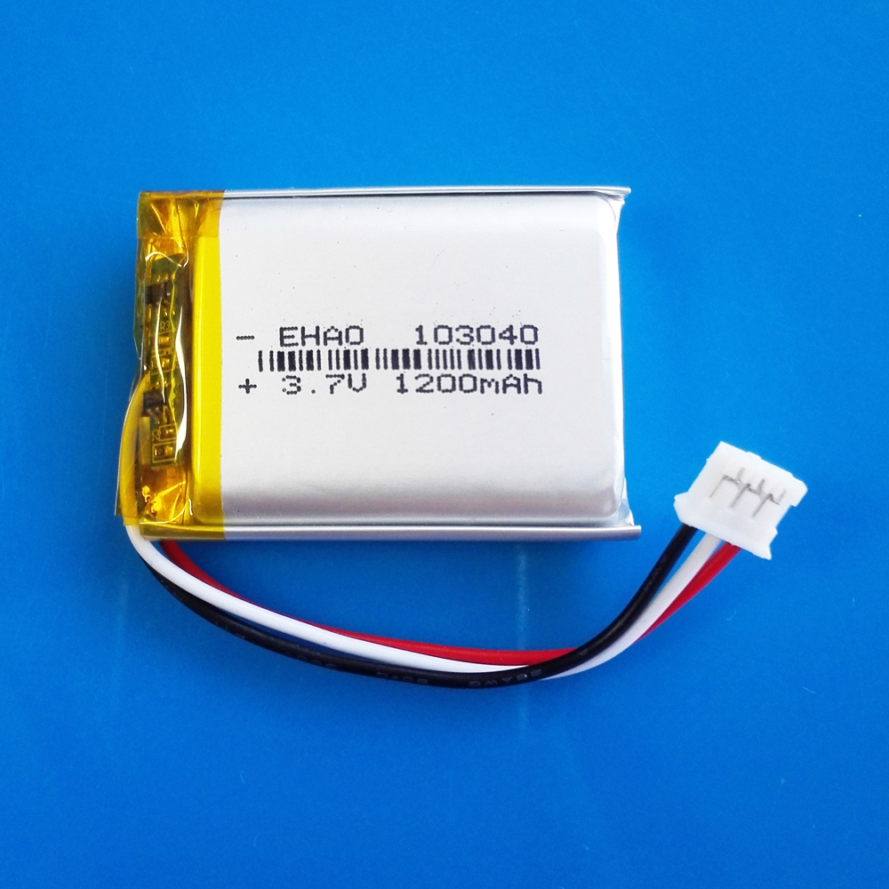 3.7V 1200mAh Lipo Polymer Lithium Rechargeable Battery + JST PH 3pin 2.0mm Plug For MP3 GPS DVD Rrecorder Headset Camera 103040: Gold