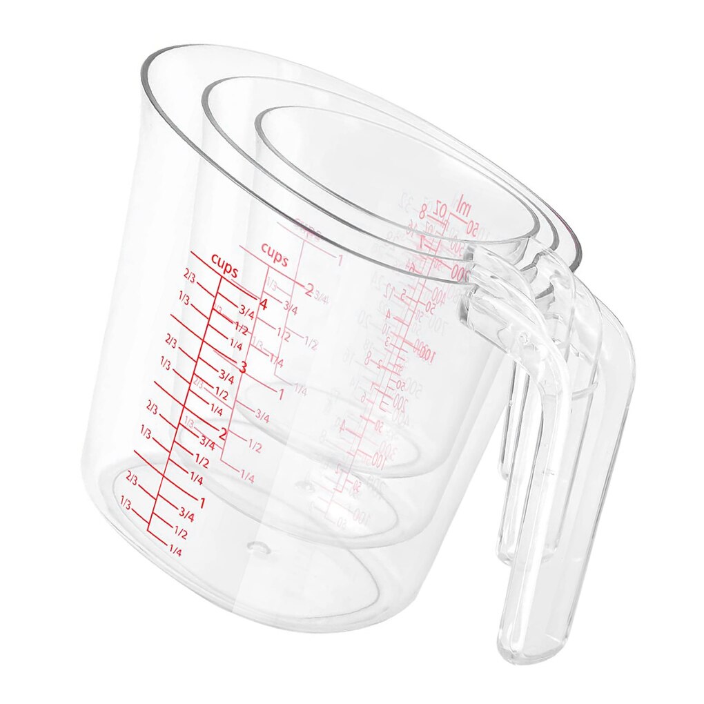 3pcs Measuring Cups Stackable Measuring Jugs Plastic Handle Kitchen Cooking Measurements Cup with graduated