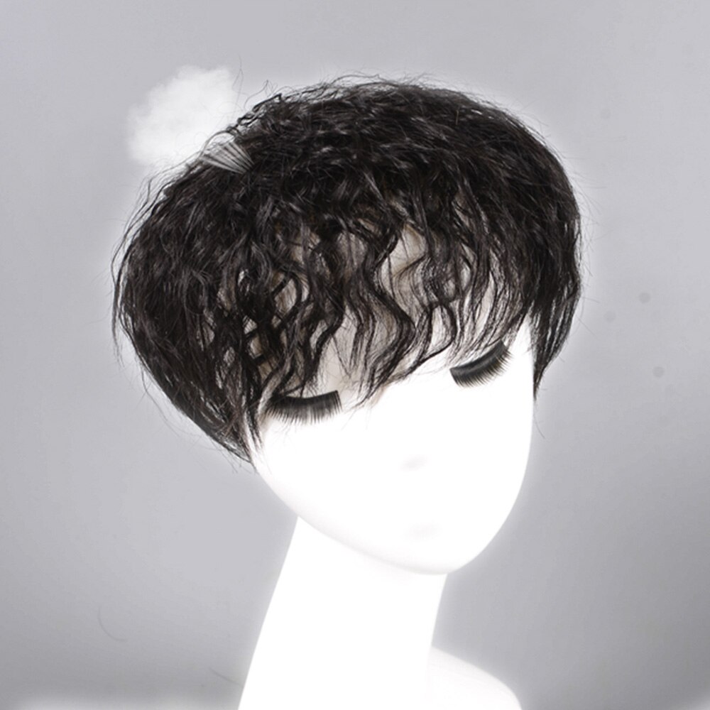 XUANGUANG-tupé de mujer con flequillo, pelo sintético ondulado, negro y marrón