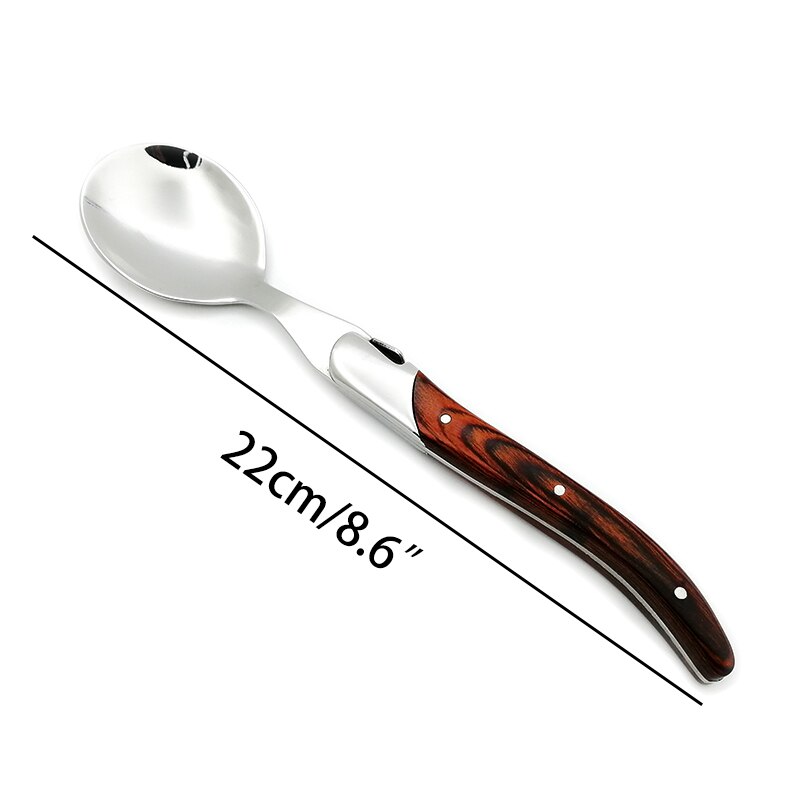 Laguiole middagssked stor matsked träskaft soppa ris servera skedar rostfritt stål träbestick 22cm 8.7 tum 2/4/6 st