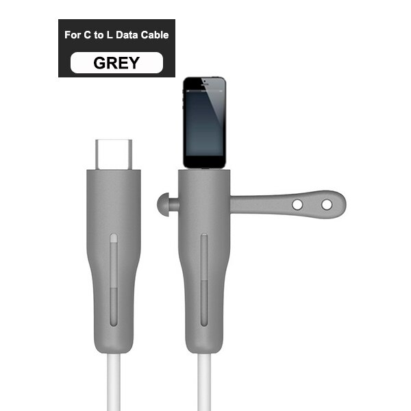 Protecteur de câble pour Apple iPhone USB chargeur câble protecteur cordon économiseur fil enrouleur Protection pour iPhone ligne de données protecteur: C to L  Grey