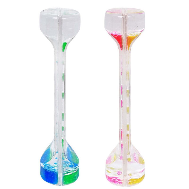 ! 2 Pcs Liquid Timer Bubble Motion Timer for Sensory Play Visual Bubble Gravity , Blue+Green & Yellow+Rose Red