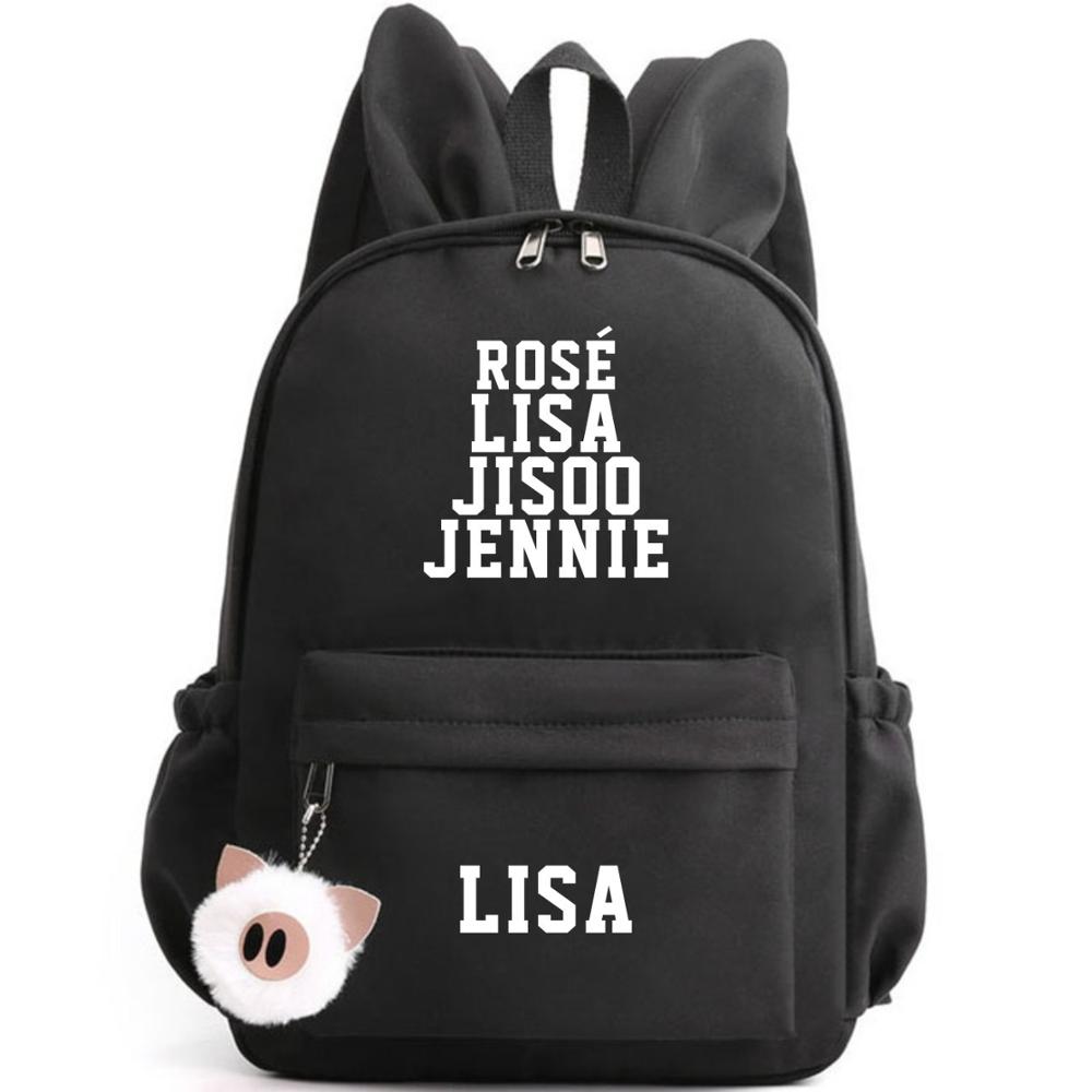 BLACKPINKs Schoolbag Backpack with Rabbit Ear BLINK Shoulder Bag JISOO JENNIE LISA ROSÉ Backpack HOW YOU LIKE THAT Travel Bag: 19