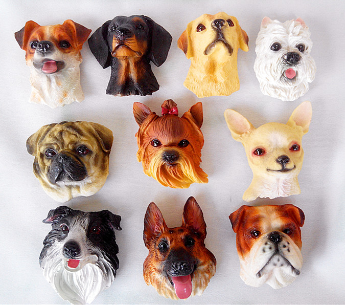 Realistic Pet Dog Fridge Magnets Resin Strong Magnet Refrigerator Stickers Souvenir Cartoon Fridge Sticker Decor