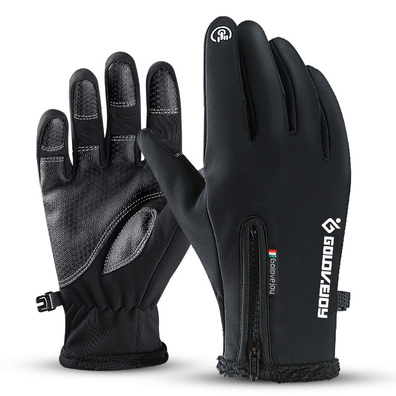 Golovejoy unisexe écran tactile gants hiver Sports de plein air imperméable pratique Durable matériel ski: Black / M