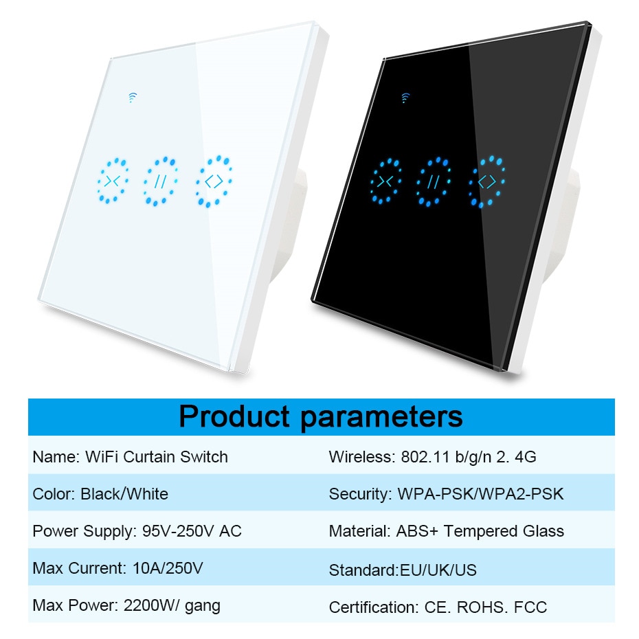Interruptor inteligente WiFi para persianas motorizadas, enchufe de pared inteligente para persianas motorizadas, compatible con Smart Life, Tuya, Alexa y Google Home