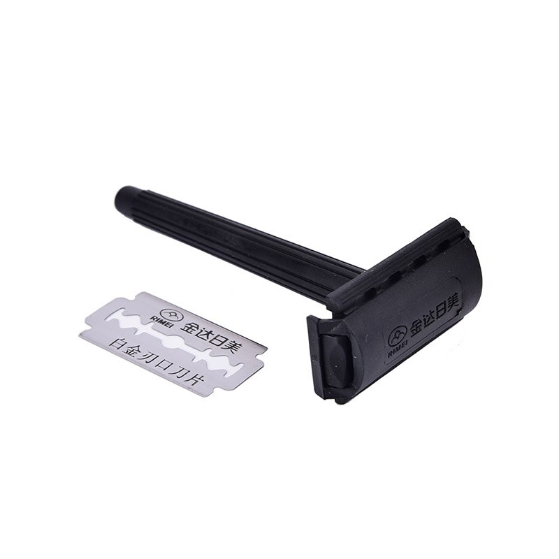 1 SET Manual Beard Shaver Double Edge Blade Hair Razor with Box Silver Color Men Barber Rasoir sharp tool: C style