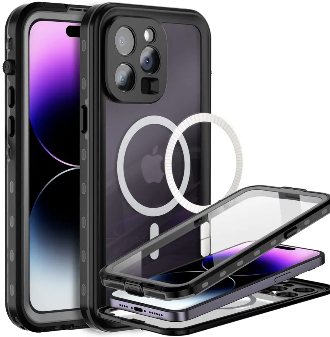 IP68 wasserdichte Hülle für iPhone 16 15 Pro Max 14 13 Pro Ganzkörper schutzhülle Schwimmen Unterwasser tauchen Magsafe Magnet hülle: Microfiber / Beige