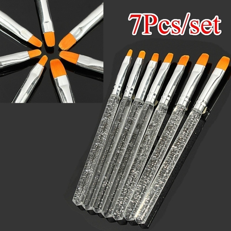 7pcs/set UV Gel Acrylic Crystal Nail Art Builder Salon Painting Brush Pen Set Paint Brushes for Acrylic Painting