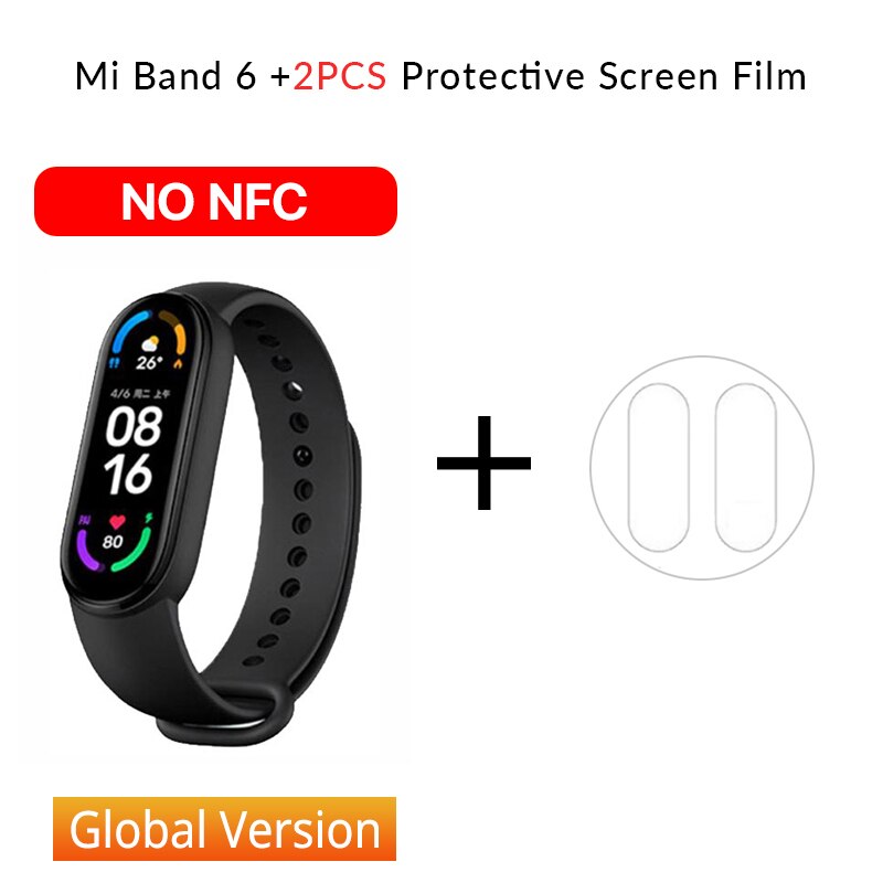 Global Version Xiaomi Mi Band 6 Smart Bracelet Blood Oxygen Heart Rate Miband 6 Fitness Traker Bluetooth Waterproof Smart Band: Globalxfilm(no nfc)