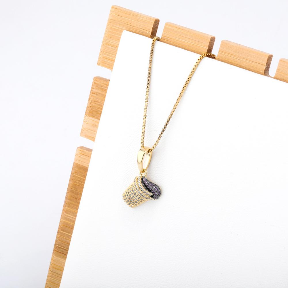 Micro Pave AAA Cubic Zirconia S925 Sterling Silver Bling Ice Out Ice cream Pendants Necklaces for Women Charm Jewelry