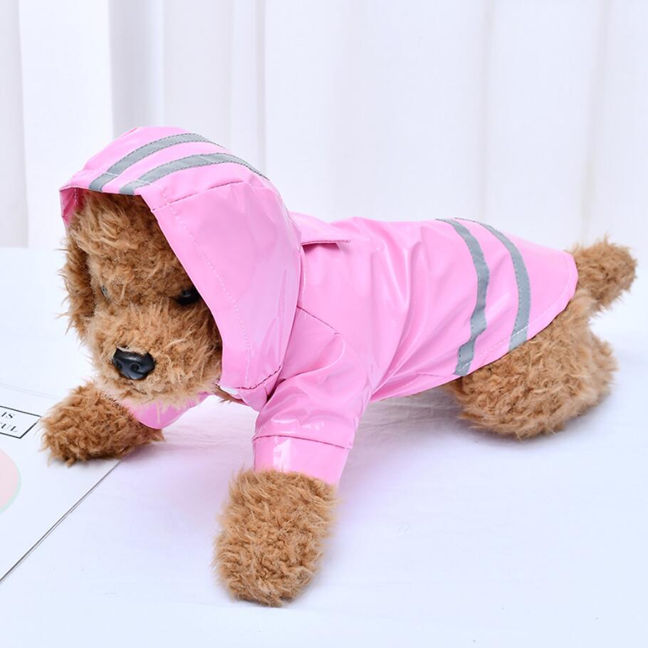 S-XL Pets Dog Clothes Hooded Raincoats Reflective Strip Dogs Rain Coat Waterproof Jackets Outdoor Breathable Clothes For Puppies: pink / XL