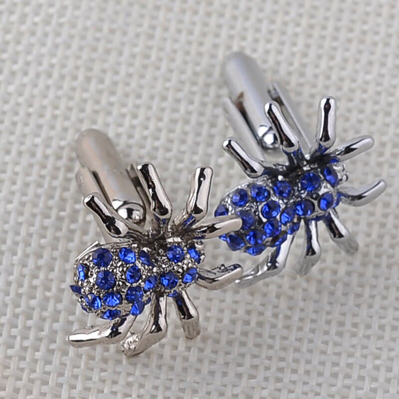 Blue Crystal Spider Manchetknopen Voor Mannen Mannelijke Franse Shirt Manchetknopen Voor Mannen Sieraden