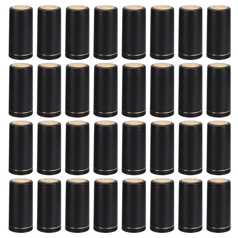 100pcs 33mm Wine Bottle Shrink Capsule Heat Shrink Capsules Wine Heat Shrinkable Cap Shrink Film Wrap For Straight Mouth Bottle: 50pcs Black 30mm