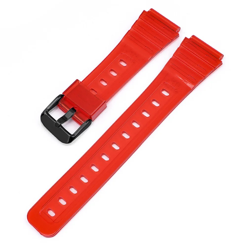 Correa de reloj para Casio F-91W F-84 F-105/108 A-158/168 AE-1200/1300 pulsera de silicona colorida transparente accesorios 18mm: Luz Azul