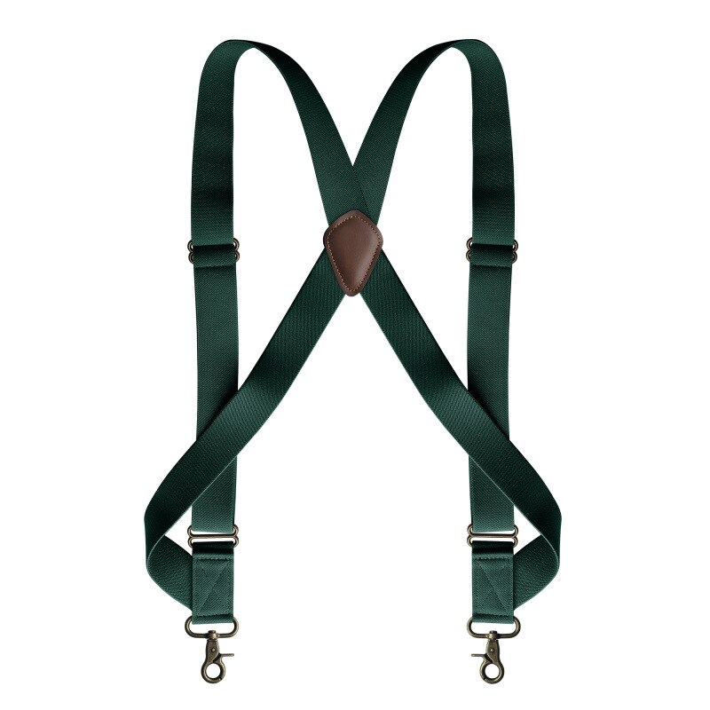 Deepeel 1Pc 3.5X125cm Mannen Jarretel X-Vormige Stretch Brede Bretels Werk Bretels Haak Gesp 2 Clips Bandjes man Jockstrap: DarkGreen
