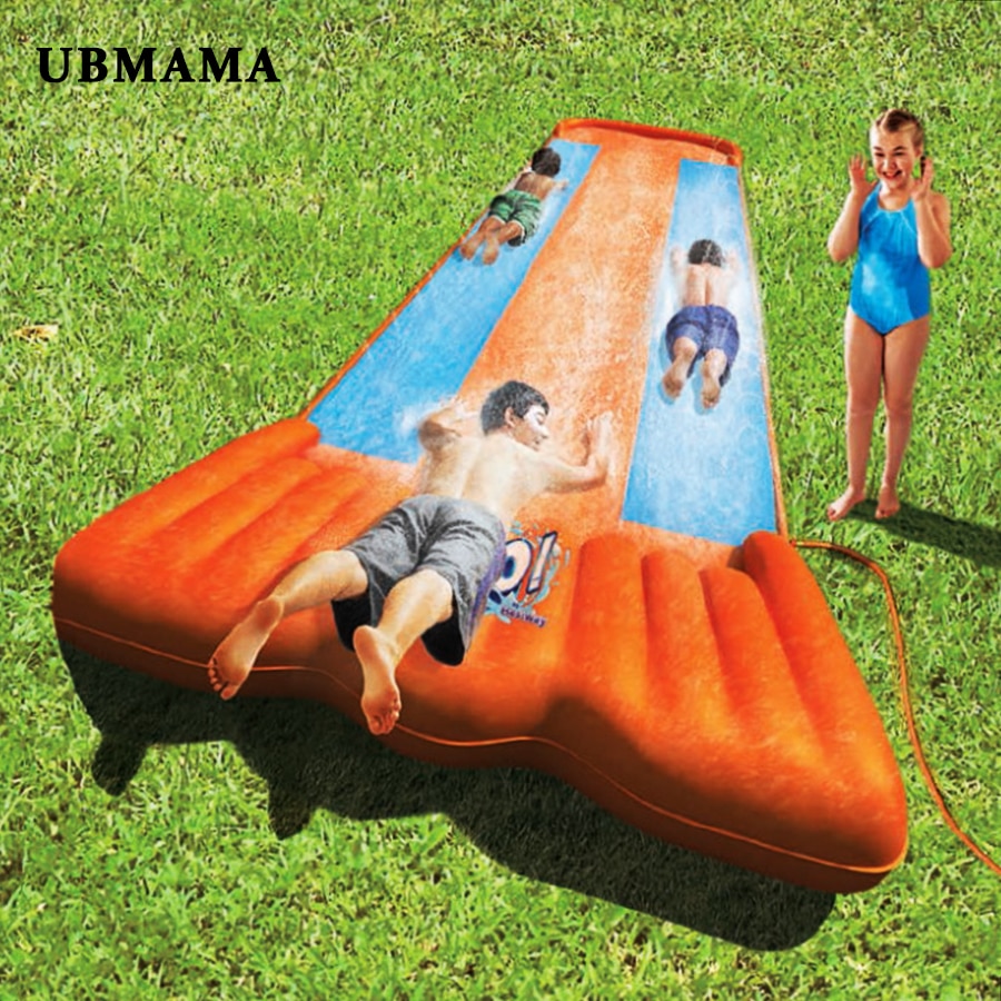 Outdoor non olet 3 persoon opblaasbare glijbaan grote slijtvaste gazon surfplanken inflat speelgoed voor kind zwembad accessoires