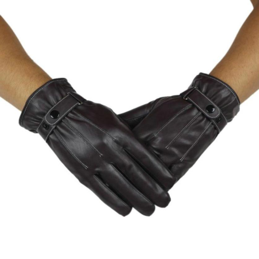 JAYCOSIN Newly Mens Winter PU Leather Warm Cashmere Gloves j9